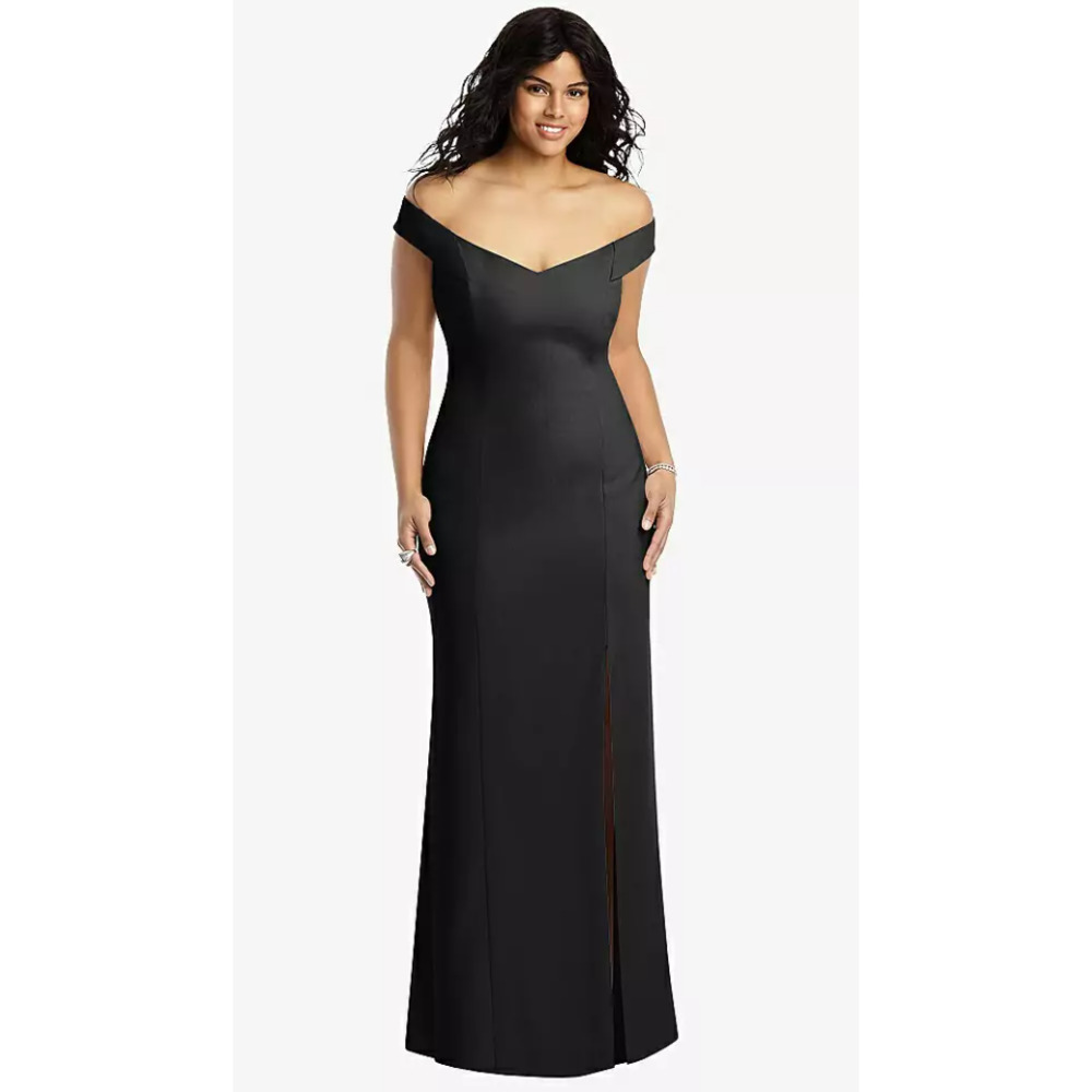 Dessy Collection Off-Shoulder Black Maxi Dress